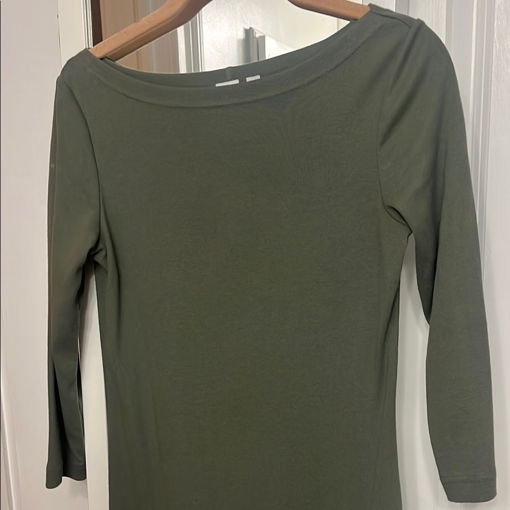 Olive Green three-quarter length sleeve dress